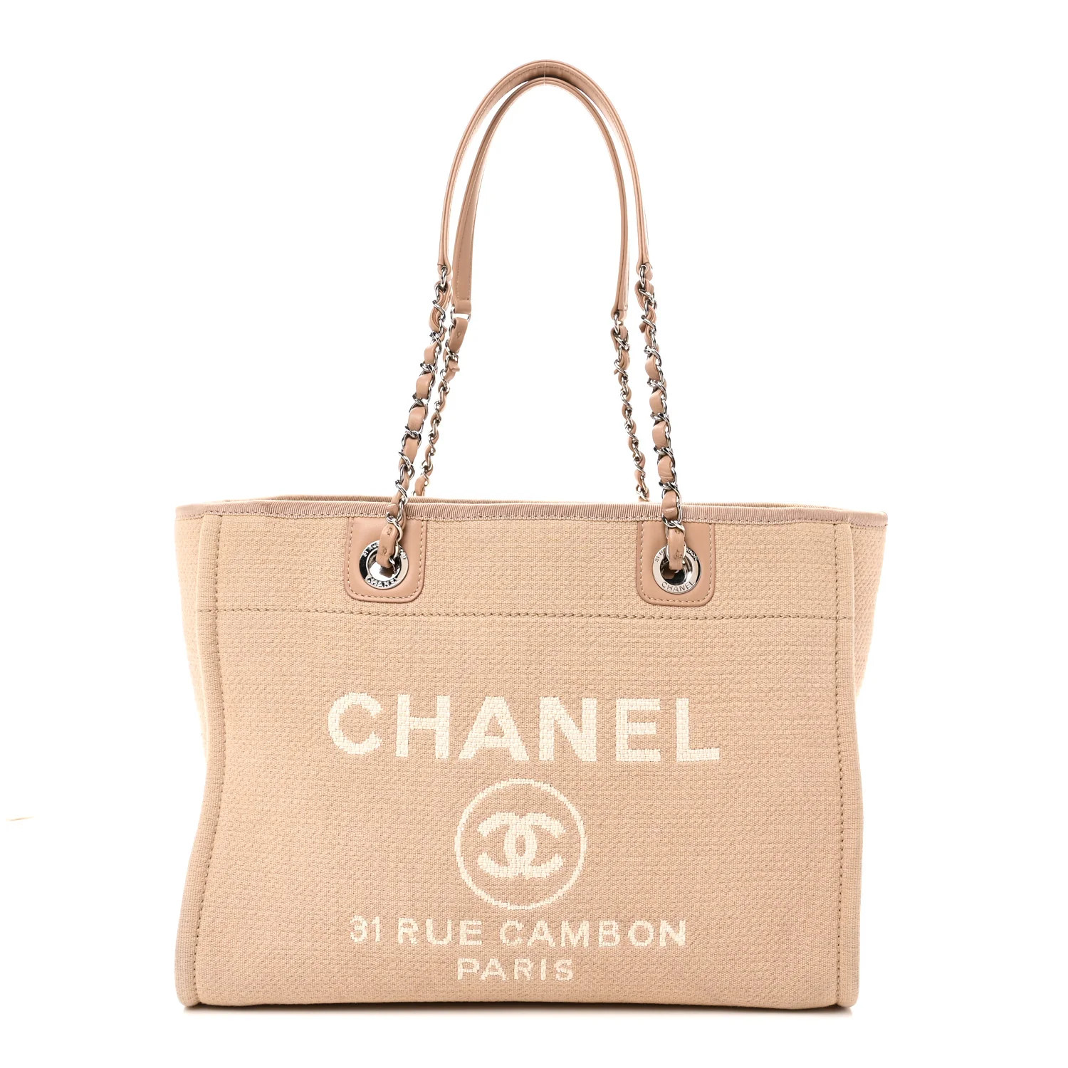 Chanel Mixed Fibers Small Deauville Tote Beige 1883888 | FASHIONPHILE (US)