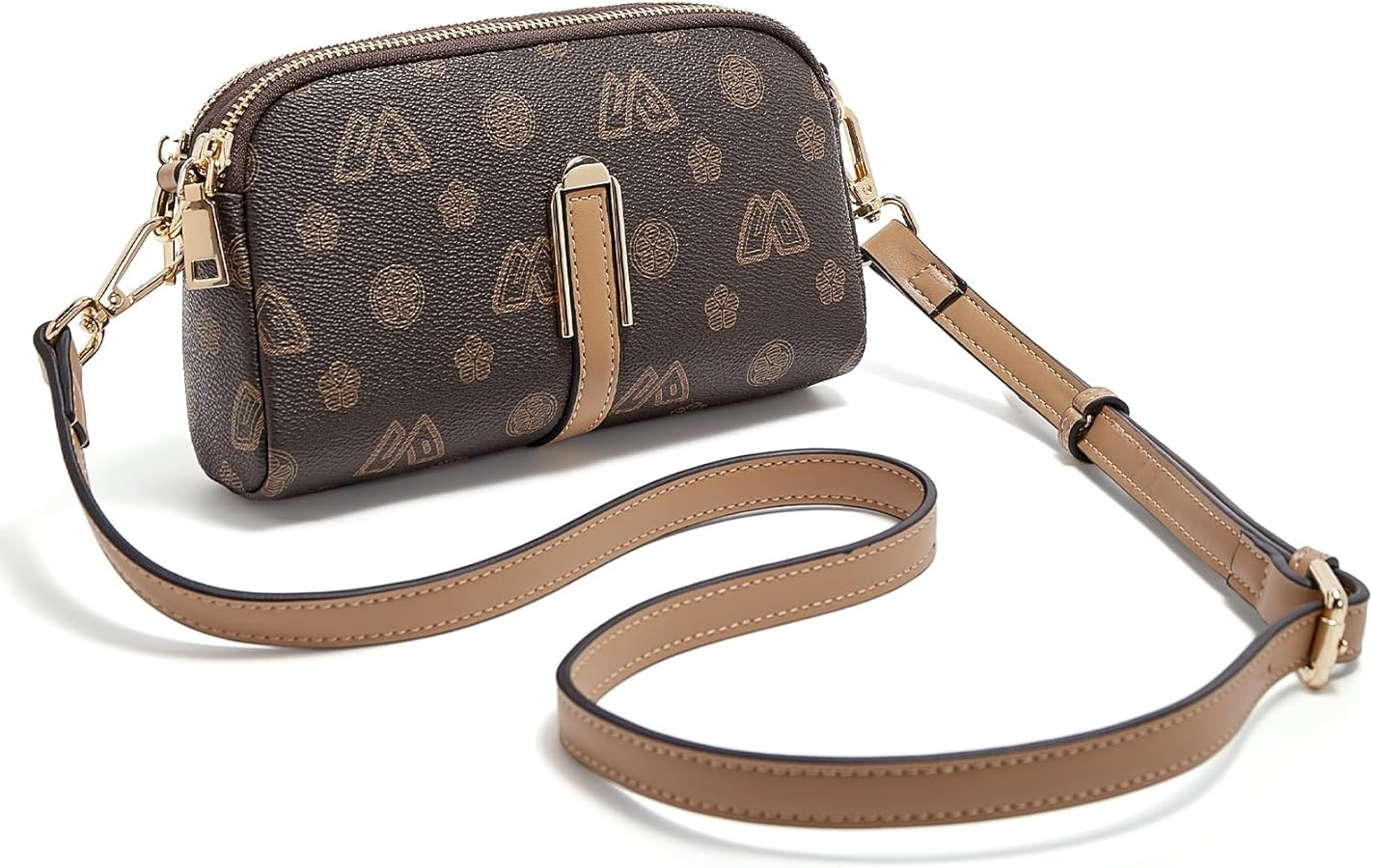 LAORENTOU Vegan Leather Small Crossbody Bag for Women PVC Checkered Purse Shoulder Crossbody Phon... | Amazon (US)