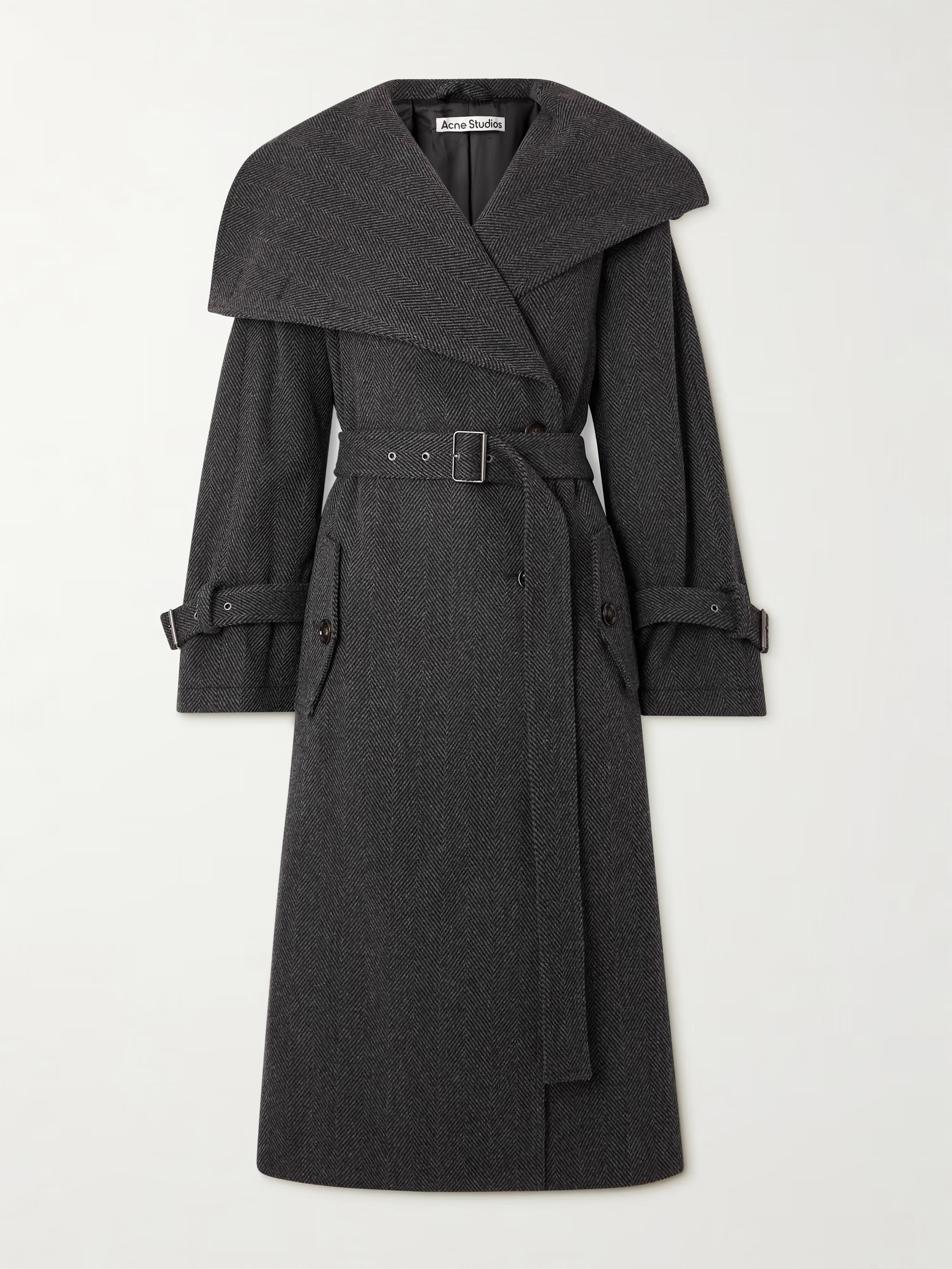 Oversized belted herringbone wool-blend coat | NET-A-PORTER (US)