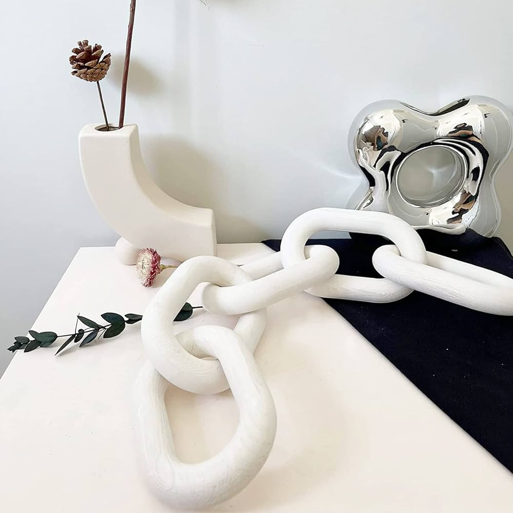 Wood Chain Link Decor, Shelf Decor Accents 5 Link Chain Boho Pine Wood Carved Modern Home Decor... | Amazon (CA)