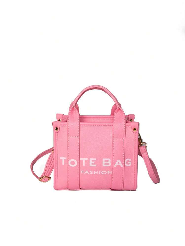 New
     
      Mini Letter Pattern Square Bag Pink Fashionable Double Handle | SHEIN