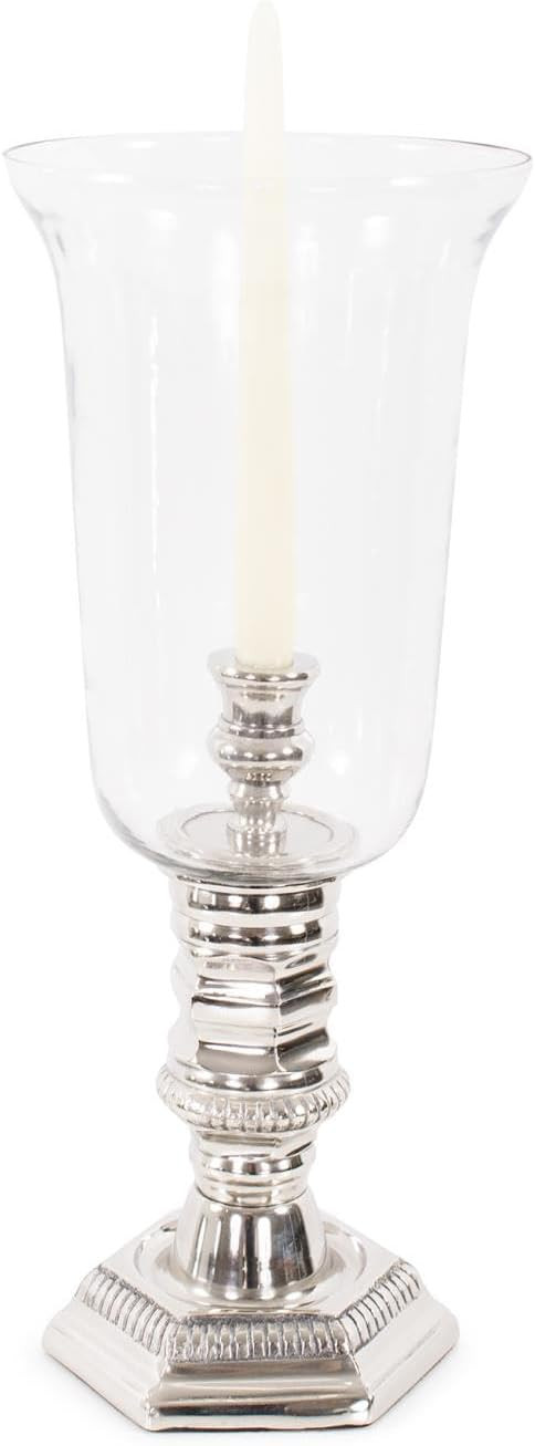 Howard Elliott Collection Hurricane Candle Holder – Polished Silver Brass & Glass Candlestick, ... | Amazon (US)