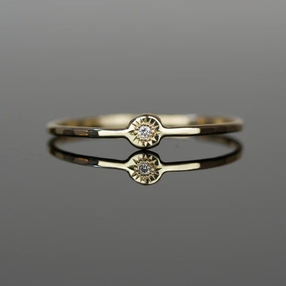 Tiny Evil Eye Diamond Ring | SOLID Gold Evil Eye Ring | Natural White Diamond Ring | Rose Gold | ... | Etsy (US)