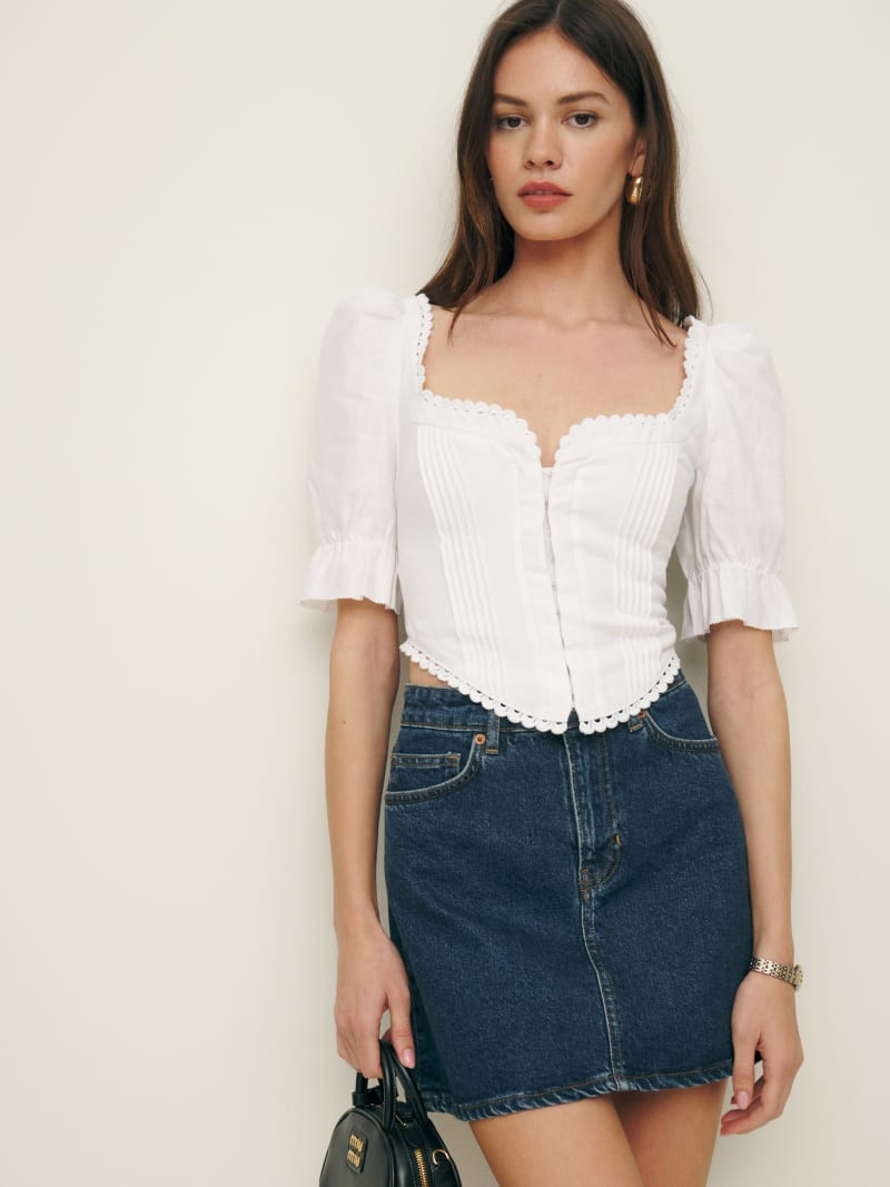 Simmie Linen Top | Reformation (Global)