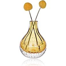 CONVIVA Glass vase Decorative Gift Decor Blown Art Gold Color Bud 5.3 inch H | Amazon (US)