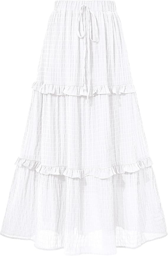 BTFBM Women's Long Summer Skirt 2024 Elegant High Waist Cocktail Party Wedding Guest Dress Flared... | Amazon (US)