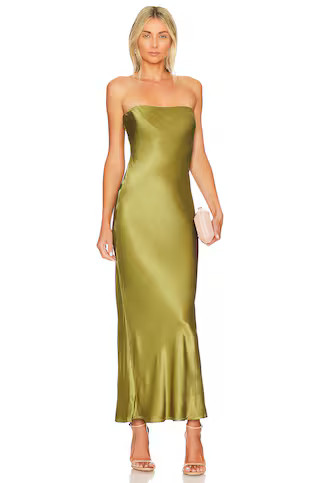 x REVOLVE Angel Strapless Midi Dress in Olive | Revolve Clothing (Global)