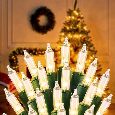 Joyfy 100 Count Clear Christmas String Lights, 21.5 FT Warm White Fairy Light Xmas Tree Lights with Green Wire Decoration for Holiday Party Decor | Target