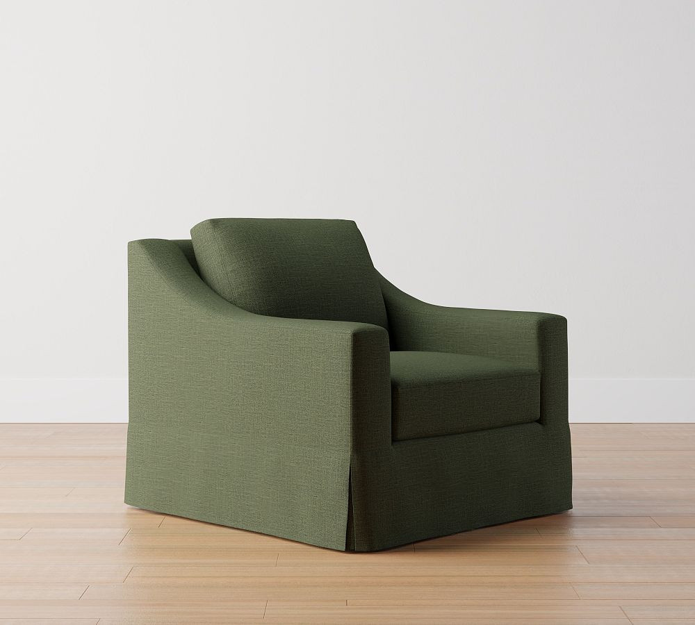 York Slope Arm Slipcovered Swivel Armchair | Pottery Barn (US)