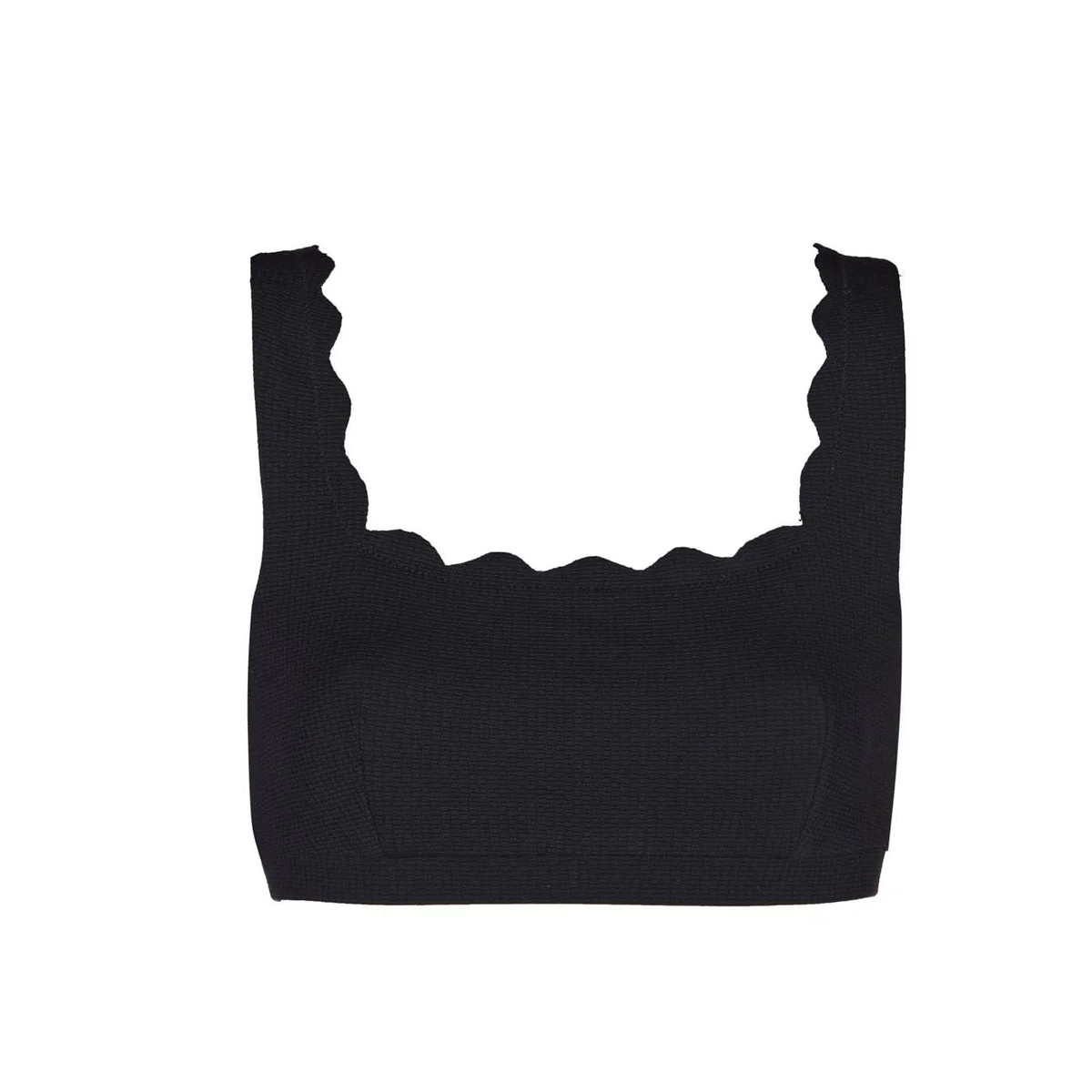 Marysia Women's Palm Springs Bikini Top in Black | Italian Stretch Classic Added Support Scallope... | Marysia Swim