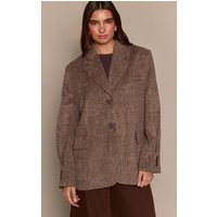 Beige Herringbone Oversized Grandad Blazer | PrettyLittleThing UK