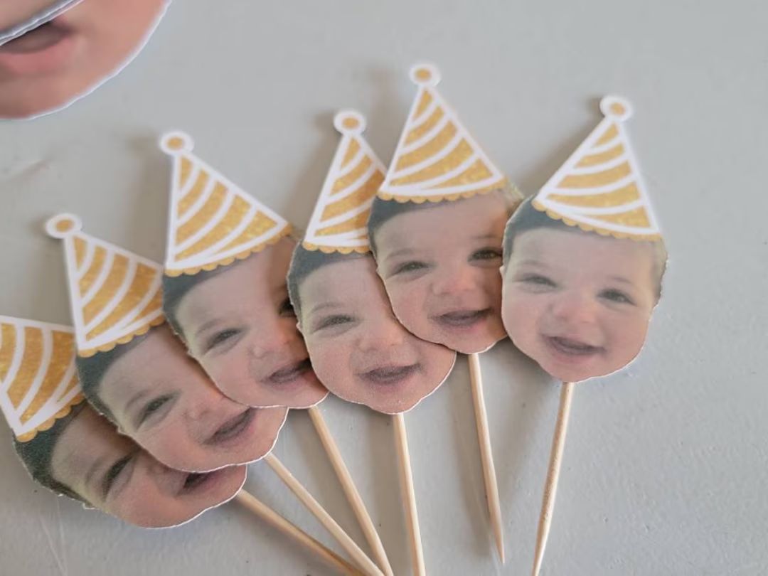 Custom Face Cupcake Toppers First Birthday 21st30th50th - Etsy | Etsy (US)