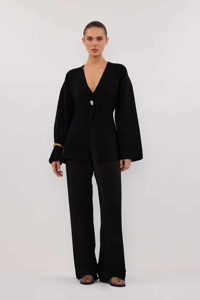 SCOUT BLACK LONG SLEEVE KNIT TOP | DISSH