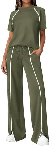 BTFBM Casual 2 Piece Sets For Women Summer Outfits Lounge Set | Solid,Short Sleeve Crew Neck Swea... | Amazon (US)