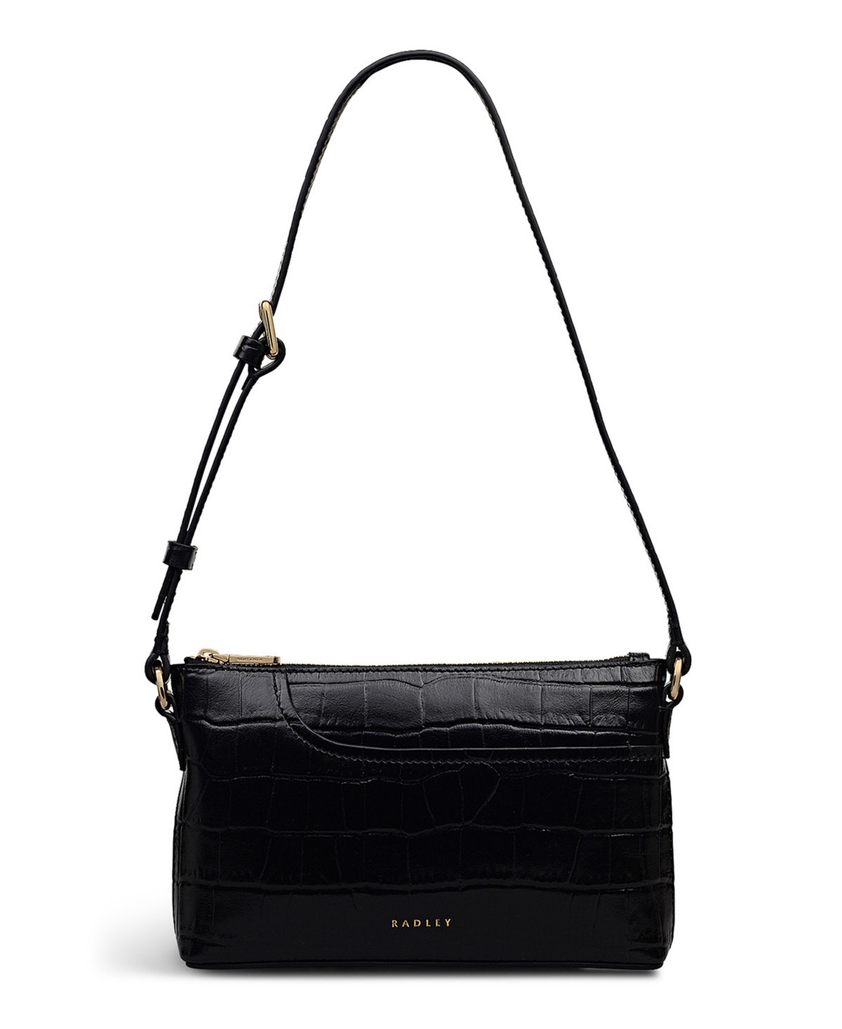Radley London Pockets Faux Croc Mini Zip Top Shoulder Bag - Black | Macy's