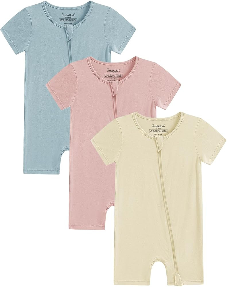 Jimonda Boys Baby Girls Short Sleeve Romper Unisex Baby Footless Pajamas With Viscose 2-Way Zippe... | Amazon (US)