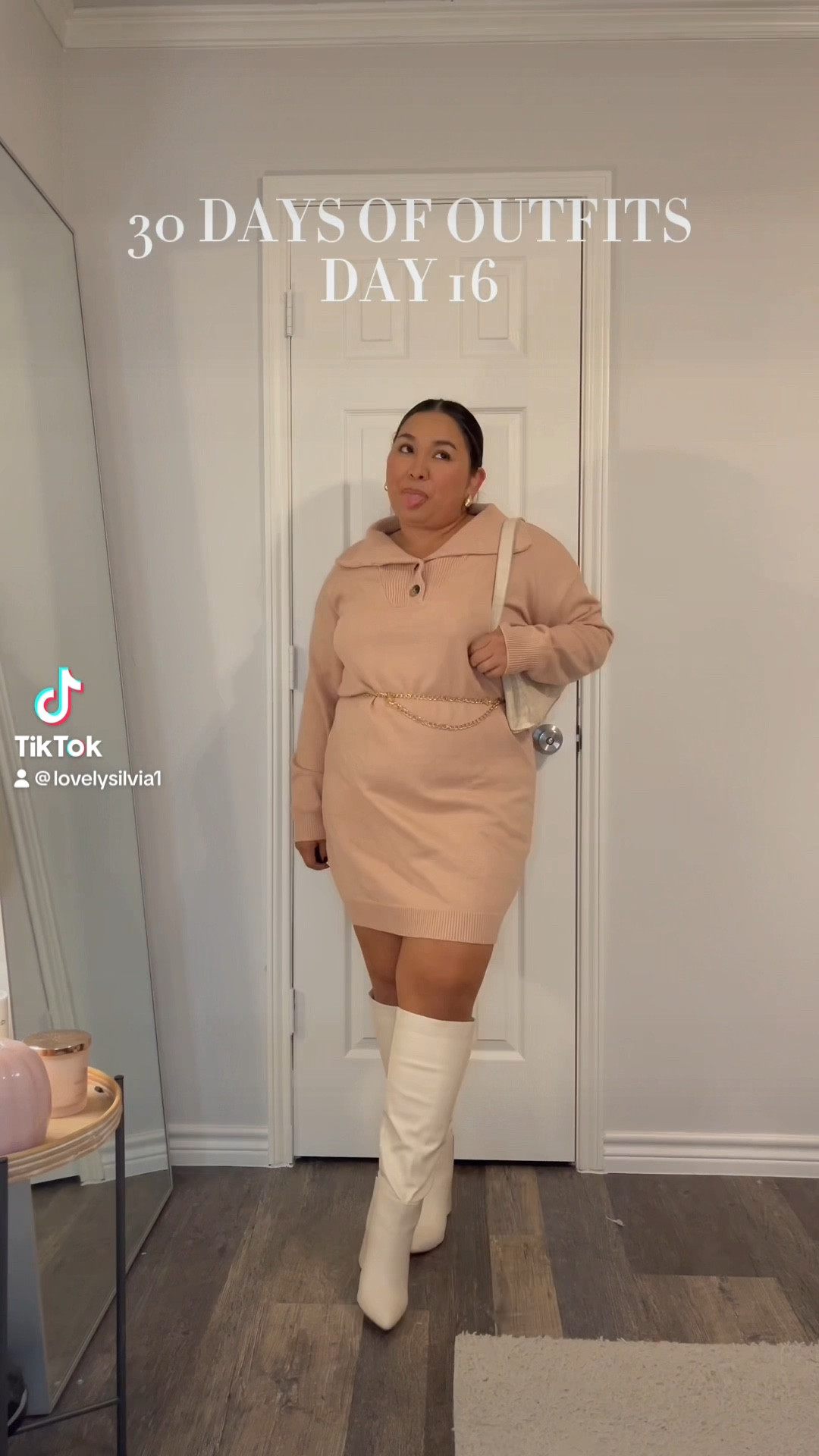 30 Days of Fall outfits: Day 16 is a neutral outfit

Beige dress, sweater dress, white boots, knee high boots, fall outfit

#LTKmidsize #LTKstyletip #LTKSeasonal