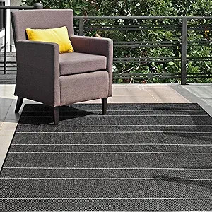 nuLOOM Pinstriped Taliah Indoor/Outdoor Area Rug, 4' x 6', Black | Amazon (US)