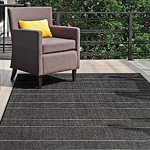 nuLOOM Pinstriped Taliah Indoor/Outdoor Area Rug, 4' x 6', Black | Amazon (US)