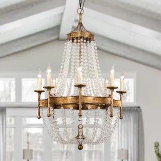 Vintage Chandelier Light Fixture Farmhouse Crystal Ceiling Light - Rustic - Overstock - 33598497 | Bed Bath & Beyond
