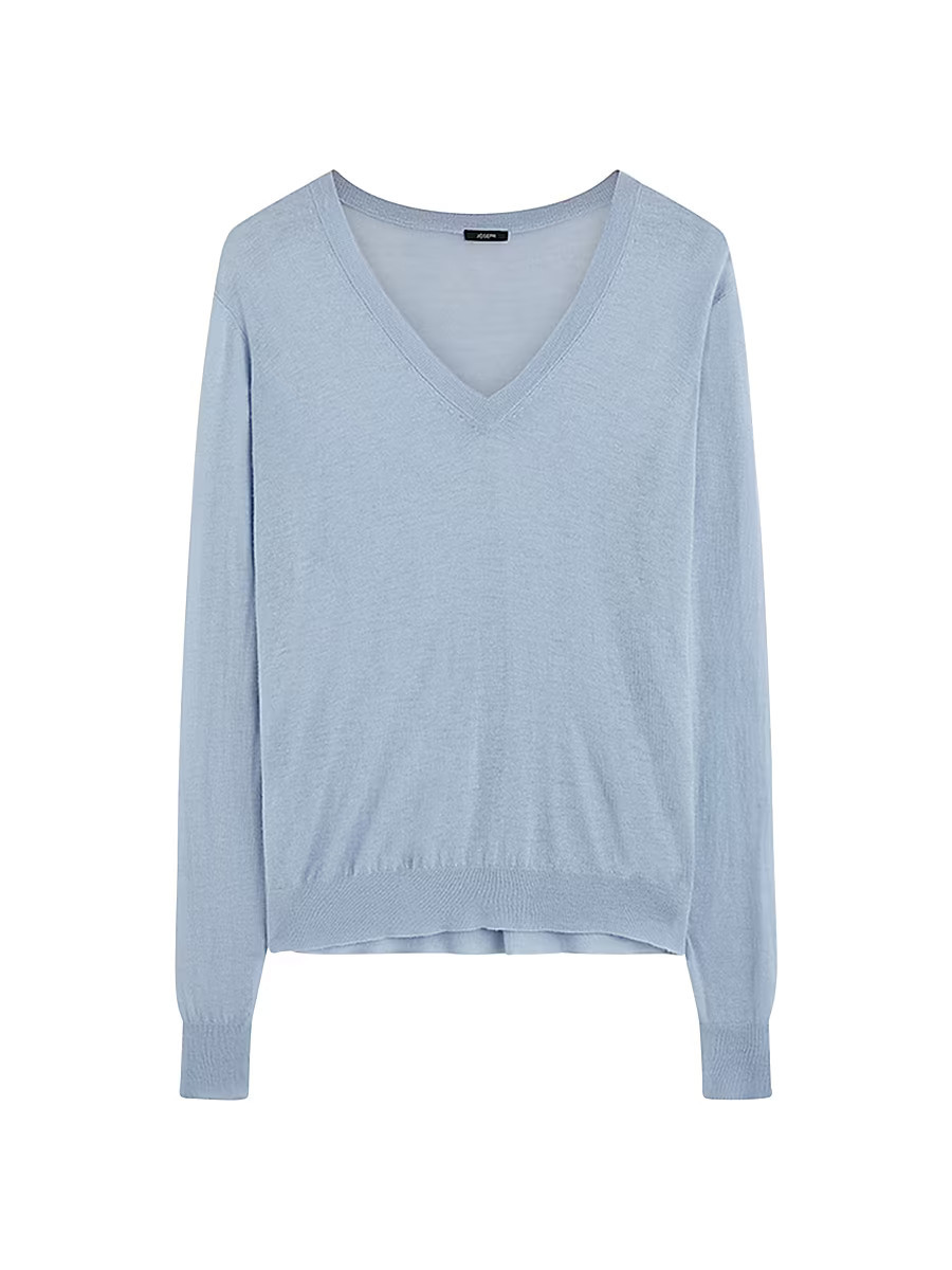 Women's Cashmere V-Neck Sweater - Light Blue - Size XL | Saks Fifth Avenue