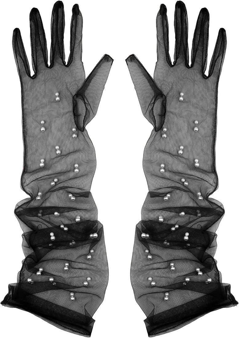 Aniler Women's 21'' Tulle long Wedding Bridal Gloves Elbow Length Sheer Gloves Long Opera Party G... | Amazon (US)