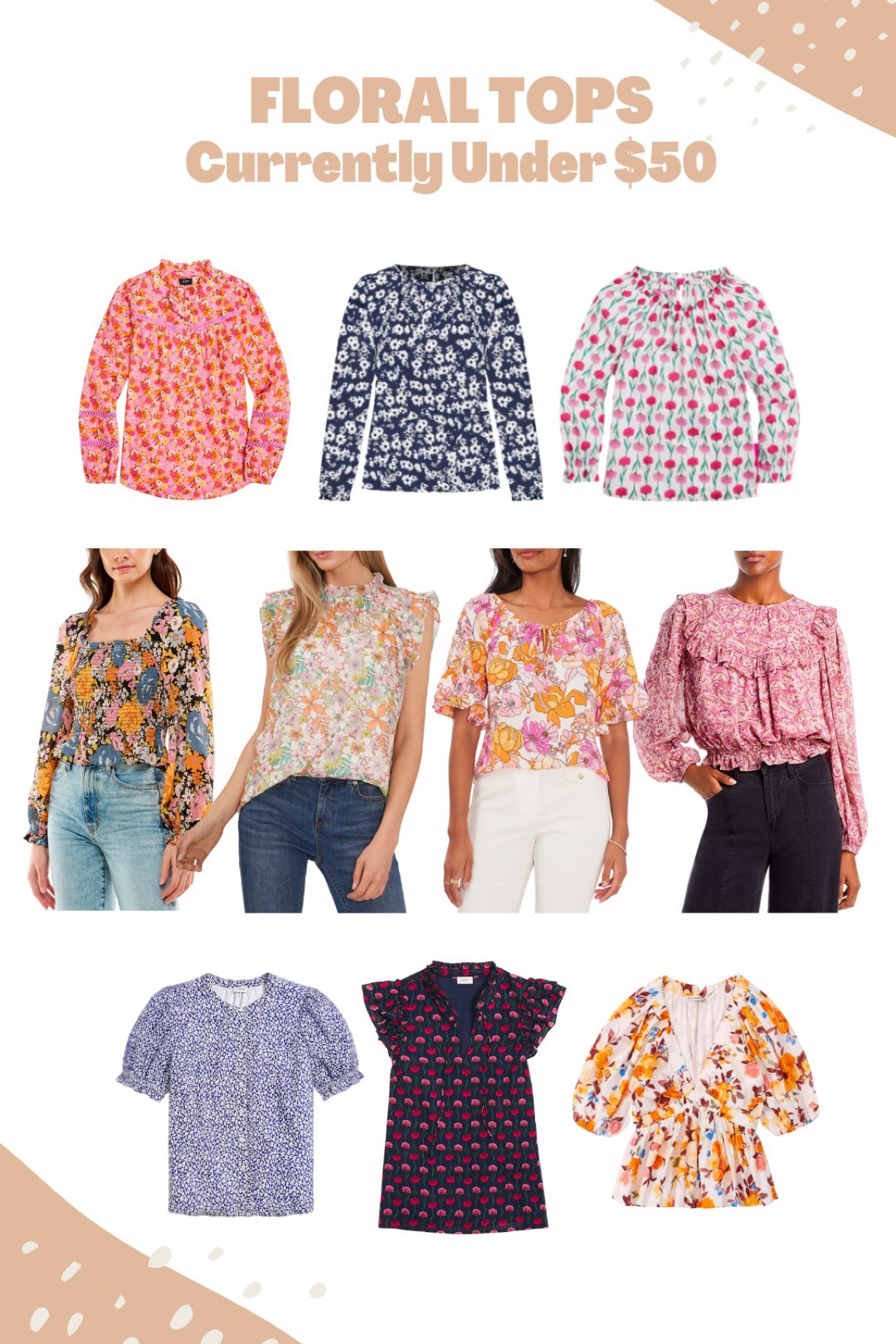 Floral tops currently under $50

Spring fashion staples and outfit inspiration 

#LTKunder50 #LTKSeasonal #LTKstyletip