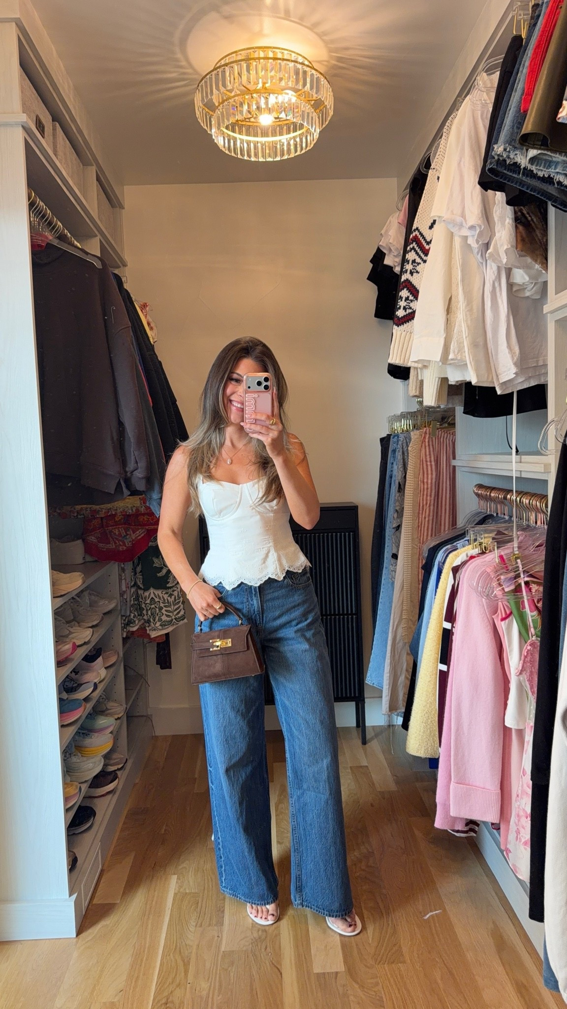 white eyelet corset-style cami top with wide-leg medium wash jeans up to 50% off abercrombie denim plus my stackable 15% off DENIMAF code 💙💙

wearing my usual 26 regular

denim, fall outfits, date night, game day, back to school, jeans, autumn look, summer to fall, high waisted jeans, Abercrombie jeans, denim sale

#LTKSaleAlert #LTKootd #LTKgrwm
