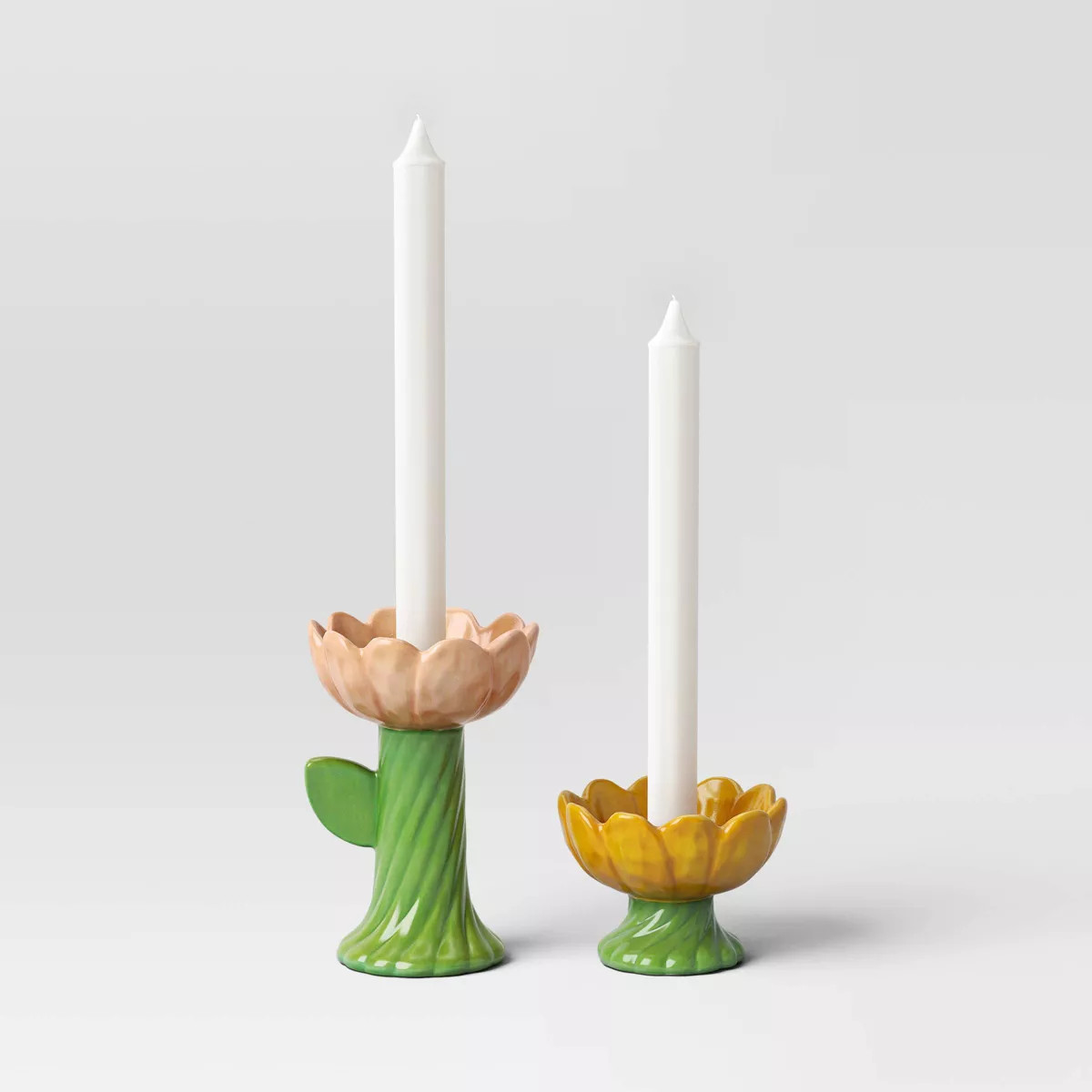 Set of 2 Ceramic Flower Candle Holders - Threshold™ | Target