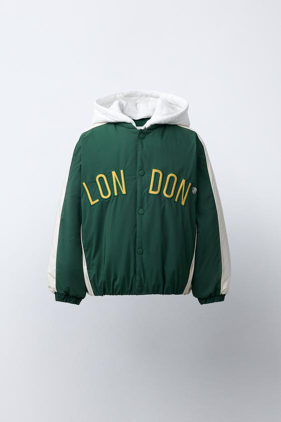 WATER REPELLENT BOMBER JACKET WITH DETACHABLE FLEECE HOODIE | Zara US