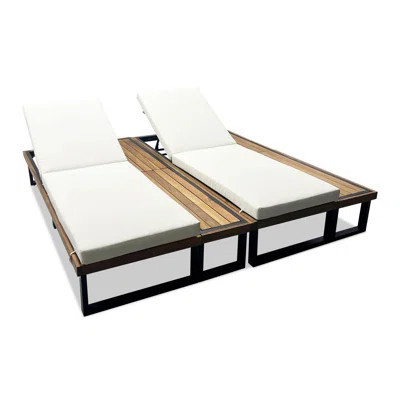GO Outdoor Chaise Lounge Chair Set Of 2 With 5-Position Adjustable Backrest , Reclinings With Cushions, Patio Loungers With Wood Side Table, Sturdy Fr | Wayfair North America