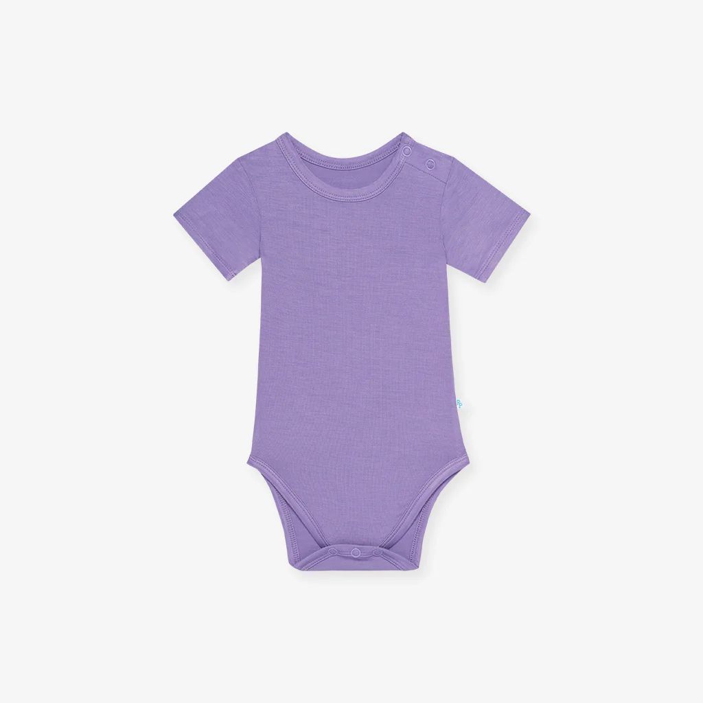 Spring Solids Purple Short Sleeve Baby Bodysuit | Bonny Purple | Posh Peanut