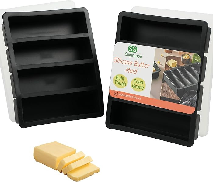 2PCS Silicone Butter Mold Tray with Lid, Non-Stick Butter Maker, Fits Standard Butter Size, Ideal... | Amazon (US)