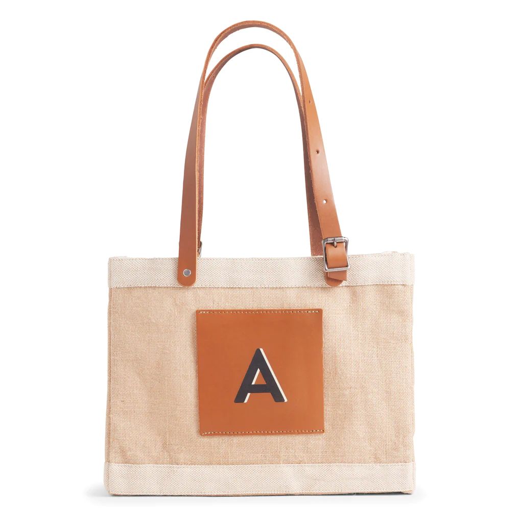 Petite Market Bag in Natural with Adjustable Handle “Alphabet Collection” | Apolis