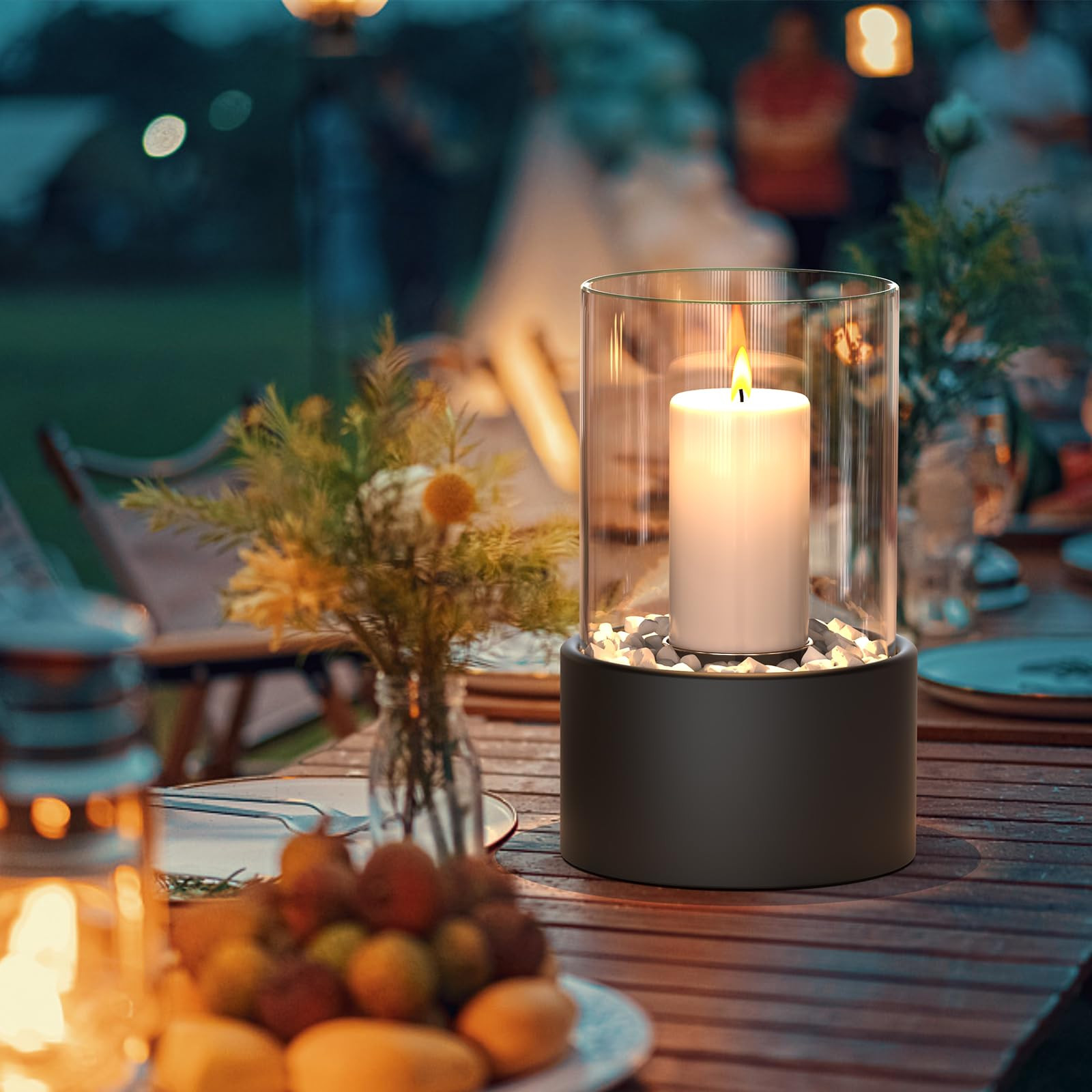 2-in-1 Lantern Indoor Table Fireplace Round Table Fire Patio Fire Column Outdoor Lantern Column w... | Amazon (DE)