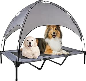 OLSAGO Elevated Dog Bed with Canopy, Portable Raised Pet Cot for Camping or Beach, Removable Cano... | Amazon (US)
