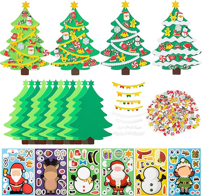 MALLMALL6 276Pcs DIY Christmas Tree Foam Craft Kits Self-Adhesive Stickers Xmas Make a Face Stick... | Amazon (US)