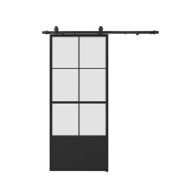 Glass Metal Barn Door with Installation Hardware Kit | Wayfair North America