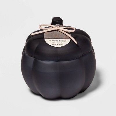 12oz Lidded Frosted Glass Pumpkin Jar 2-Wick Smoked Cedar Candle - Threshold™ | Target