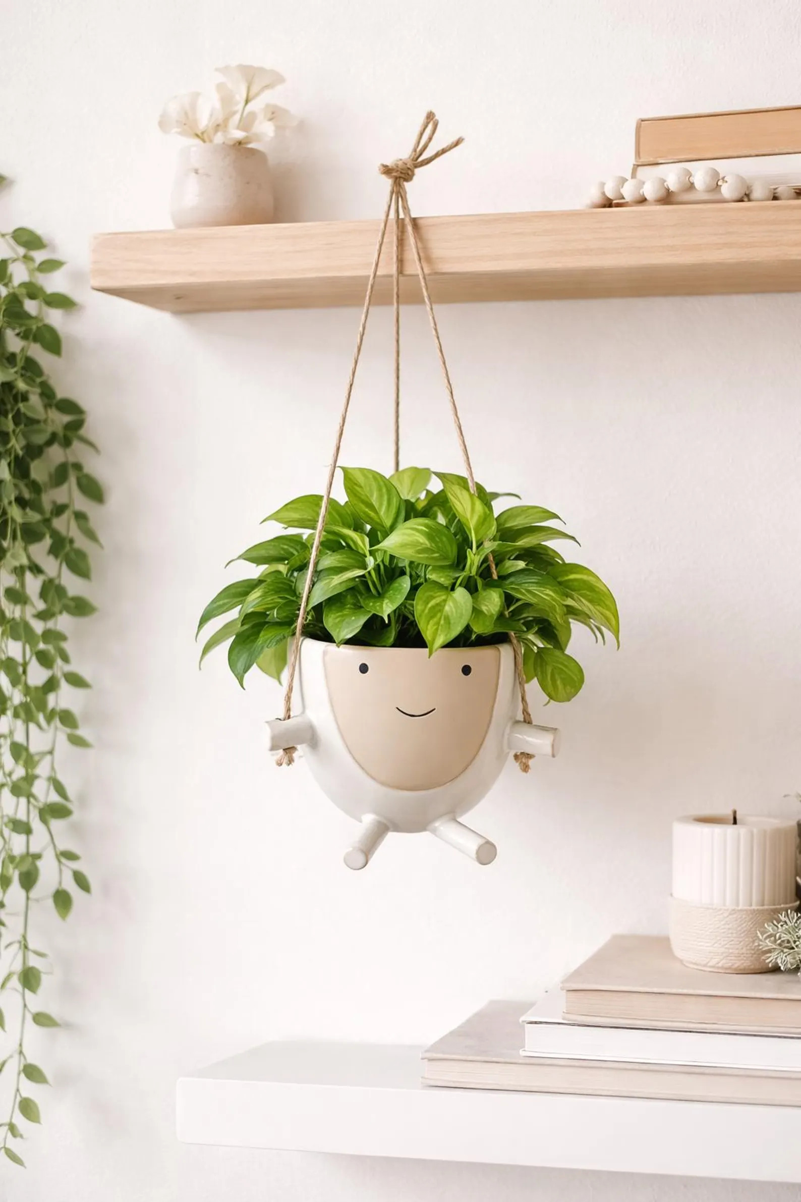Hanging Face Planter with Legs | Happy Facepot | Succulent Face Planter Pot: Ceramic with Rope Le... | Etsy (Global)