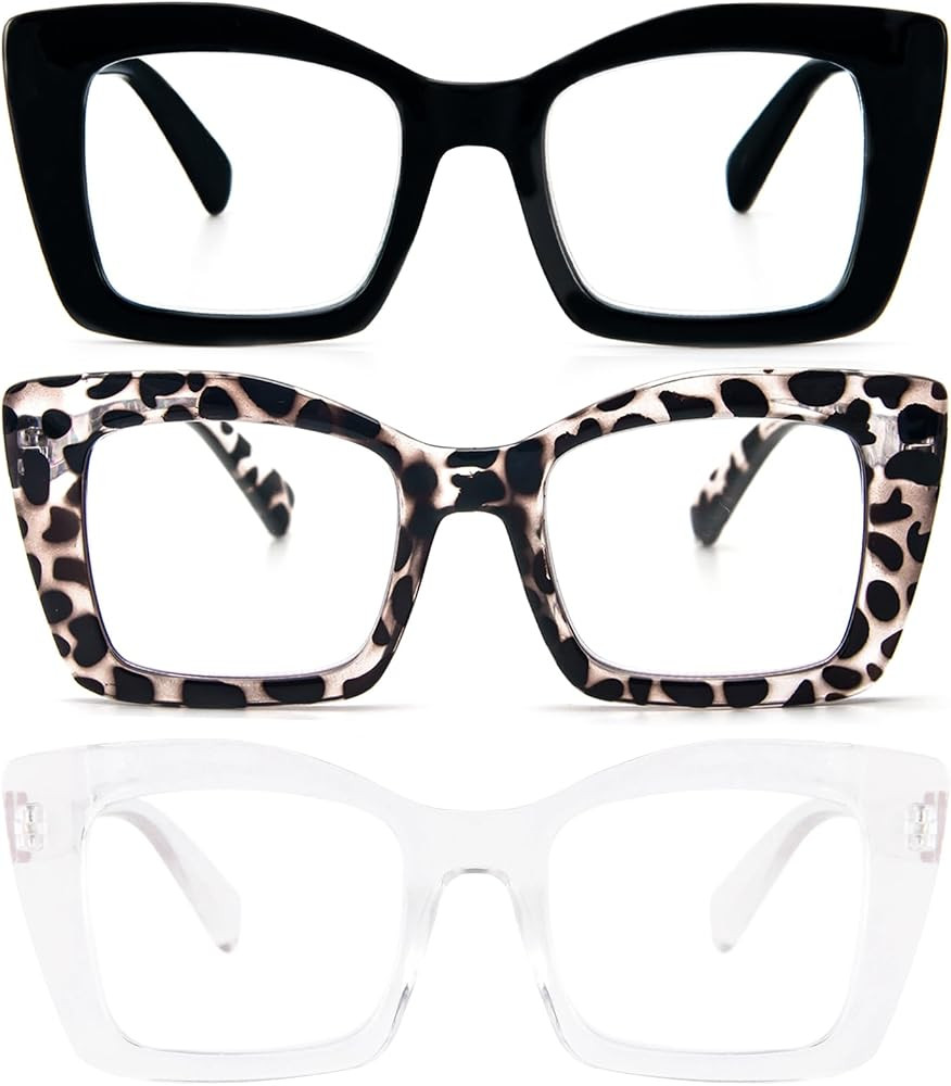 REAVEE Oversized Square Reading Glasses Oprah Style for Women, Blue Light Blocking Large Frame Co... | Amazon (US)