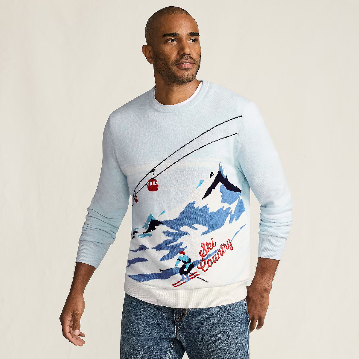 Lands' End Men's Long Sleeve Fine Gauge Holiday Crew Neck Sweater | Target