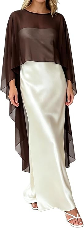 Women Chiffon Cape Shawl High Low Mesh Sheer Capelets for Evening Dresses Bridal Wedding Capes Co... | Amazon (US)