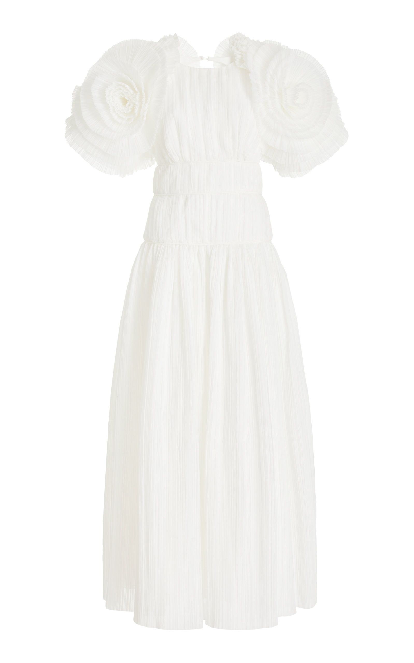Aje - Women's Expressive Ruffle-Detailed Pleated Maxi Dress - White - AU 4 - Moda Operandi | Moda Operandi (Global)