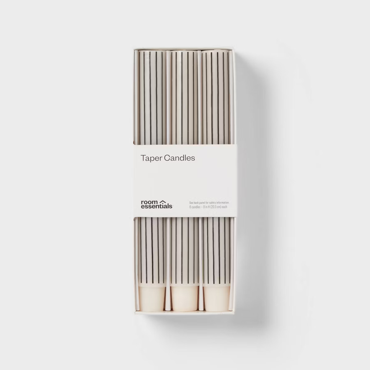 6pk Taper Candle Set Black and White Stripe - Room Essentials™ | Target