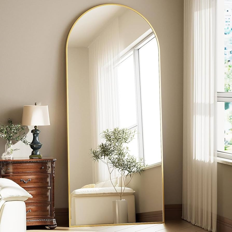 26x71 Inch Full Body Mirror - Large Arched Full Length Mirror with Stand Aluminum Frame Wall Moun... | Amazon (US)
