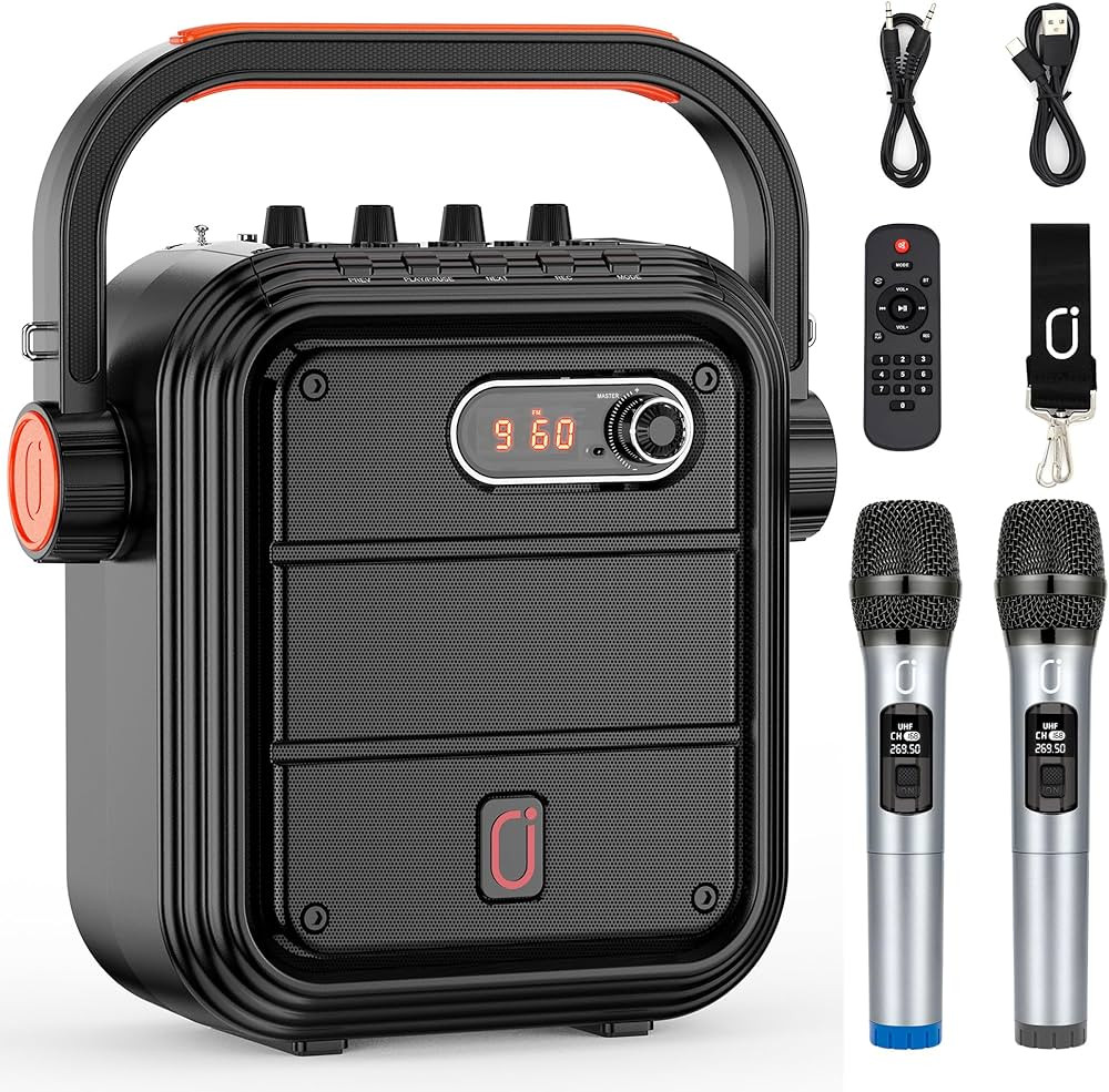 JYX Karaoke Machine with 2 Wireless Microphones, Portable Bluetooth Speaker PA System with Should... | Amazon (US)