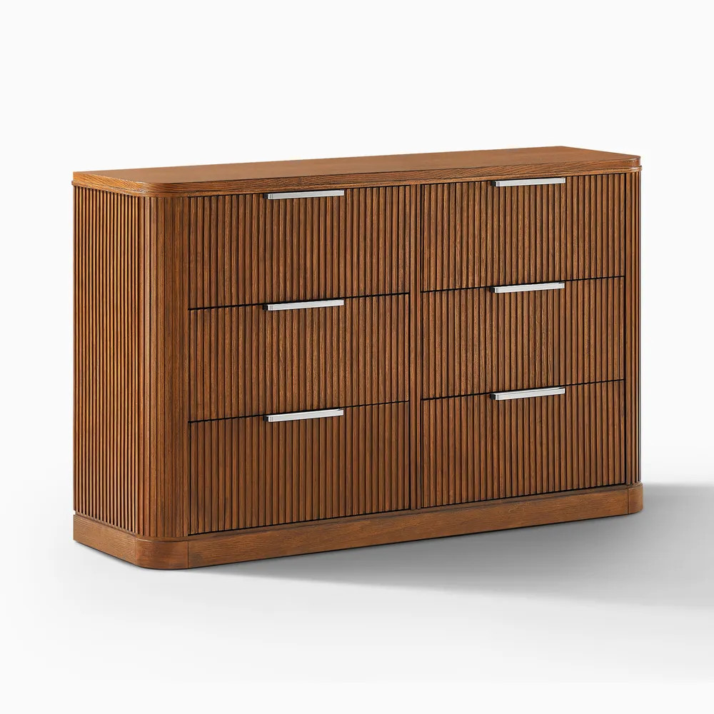 Finnley 62" Fluted 6-Drawer Dresser | Hernest