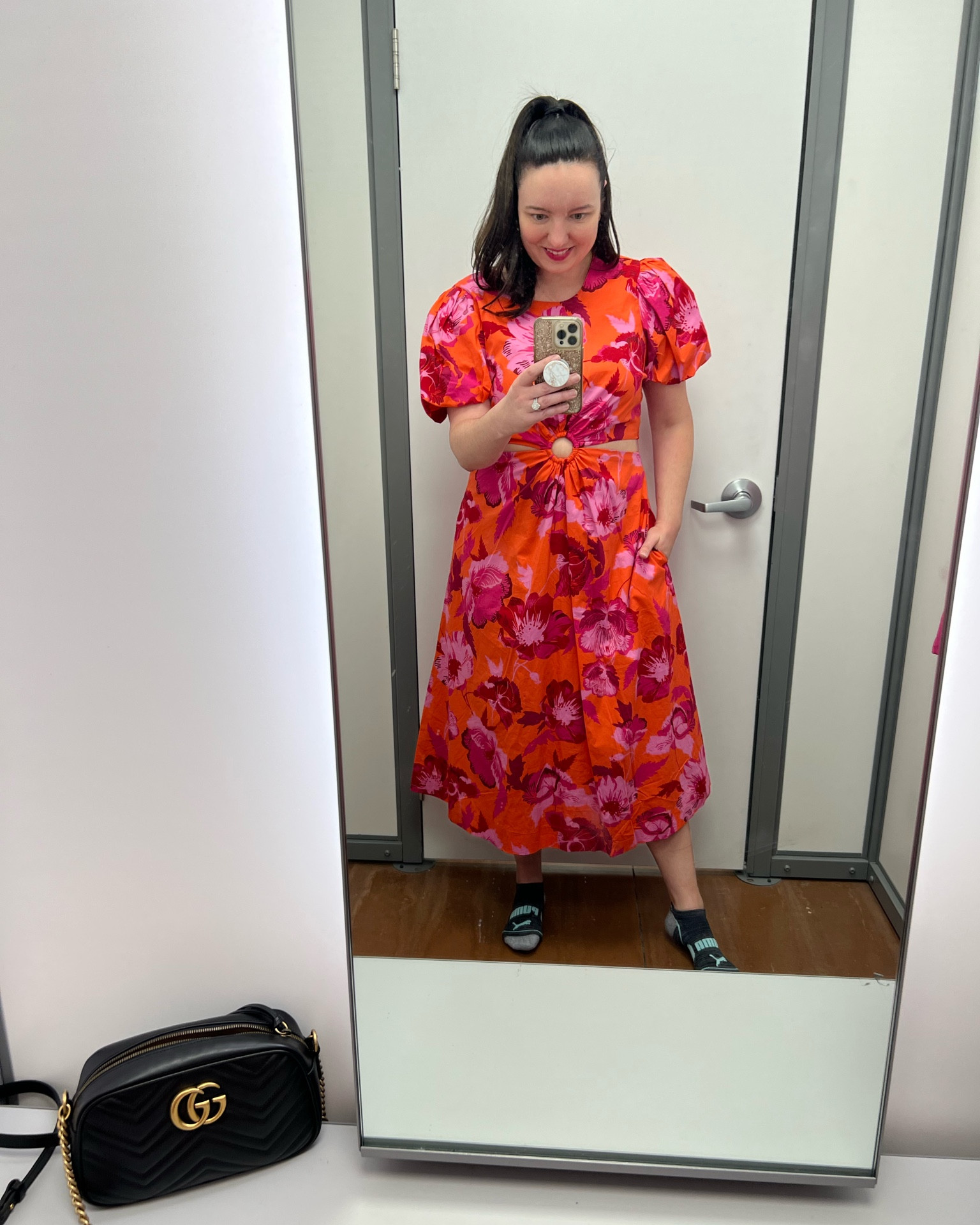 Such a fun dress for spring and summer!  Could wear for a Derby 🐎 party, weddings, or a beach vacay!  Love the vibrant colors.  I’m wearing a large here, which fit fine, just had a little extra room, but it does have a bit of stretch to it, so I’d say your true size should fit well.  

#LTKSeasonal #LTKstyletip #LTKwedding