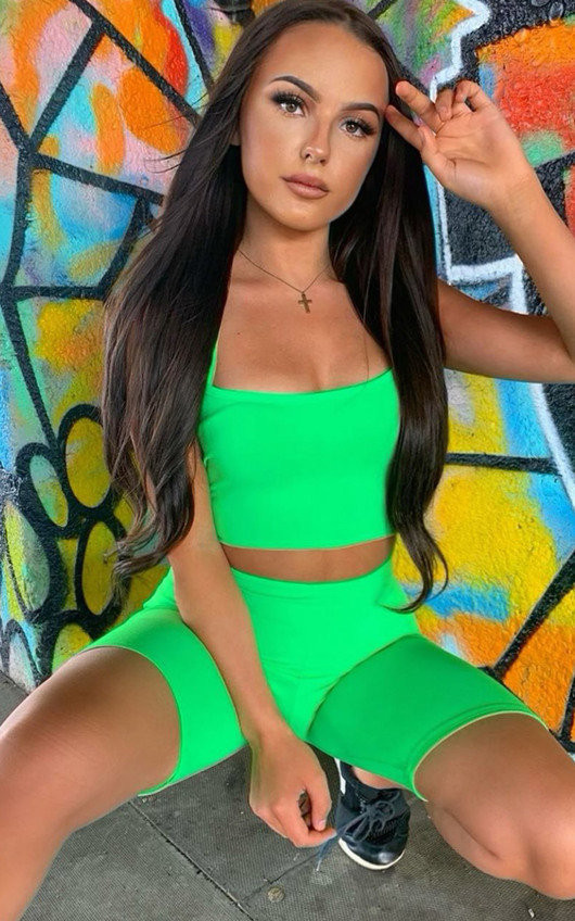 Imo Cut-Out Crossover Stretch Unitard in Neon green | iKrush